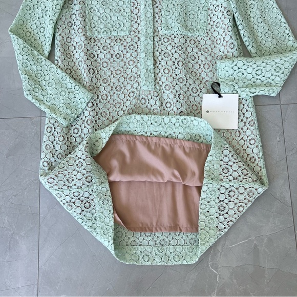 VICTORIA BECKHAM x Target Mint Green Lace Sheer Cotton Blend Dress Sz L NWT - Picture 12 of 16